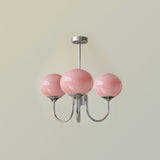 Alora Marshmallow Chandelier With Pink Glass Shades - OpalDwell