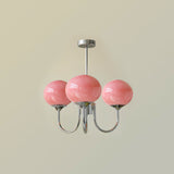 Alora Marshmallow Chandelier With Pink Glass Shades - OpalDwell
