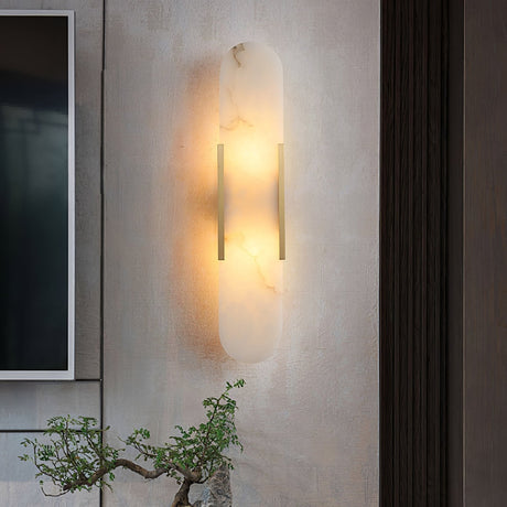 Lunara alabaster wall lamp installation detail view