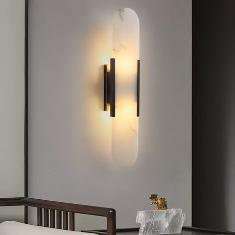 Lunara alabaster wall lamp copper finish detail