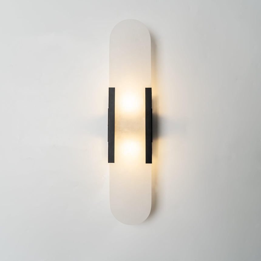 alabaster wall lamp with brass accents for bedroom accents