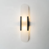 alabaster wall lamp with copper accents - installation detail view