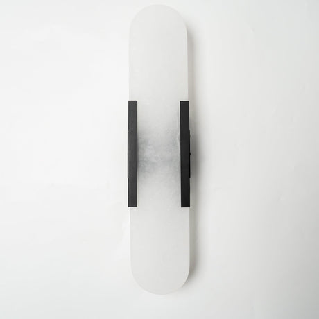 elongated alabaster wall-mounted lamp for bathroom lighting