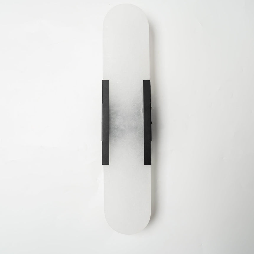 elongated alabaster wall-mounted lamp for bathroom lighting
