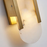alabaster wall lamp with brass accents for hallway ambiance