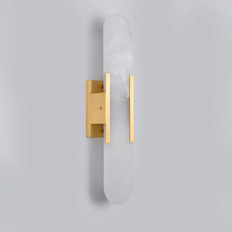 alabaster wall lamp with copper accents - copper finish detail