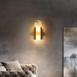 alabaster wall lamp with copper accents - additional angle view