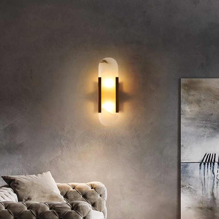 alabaster wall lamp with copper accents - additional angle view
