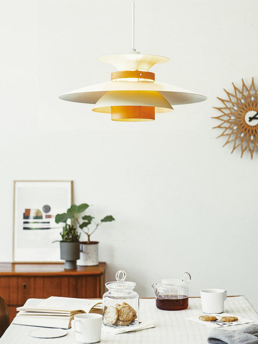 Metal and Stainless Steel Pendant Lamp Side View