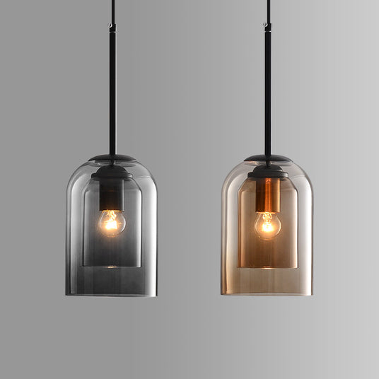 Smoke Grey Glass Pendant Light Detail