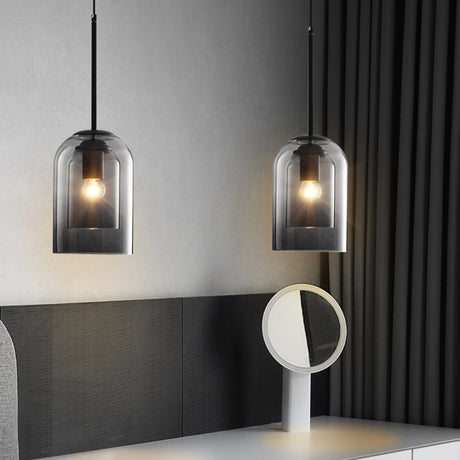 Rust Finish Glass Pendant Light Detail