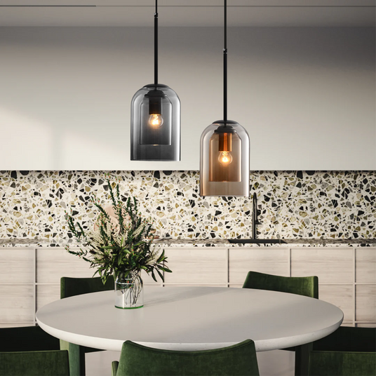 Double Glass Shade Pendant Lamp for Bedroom