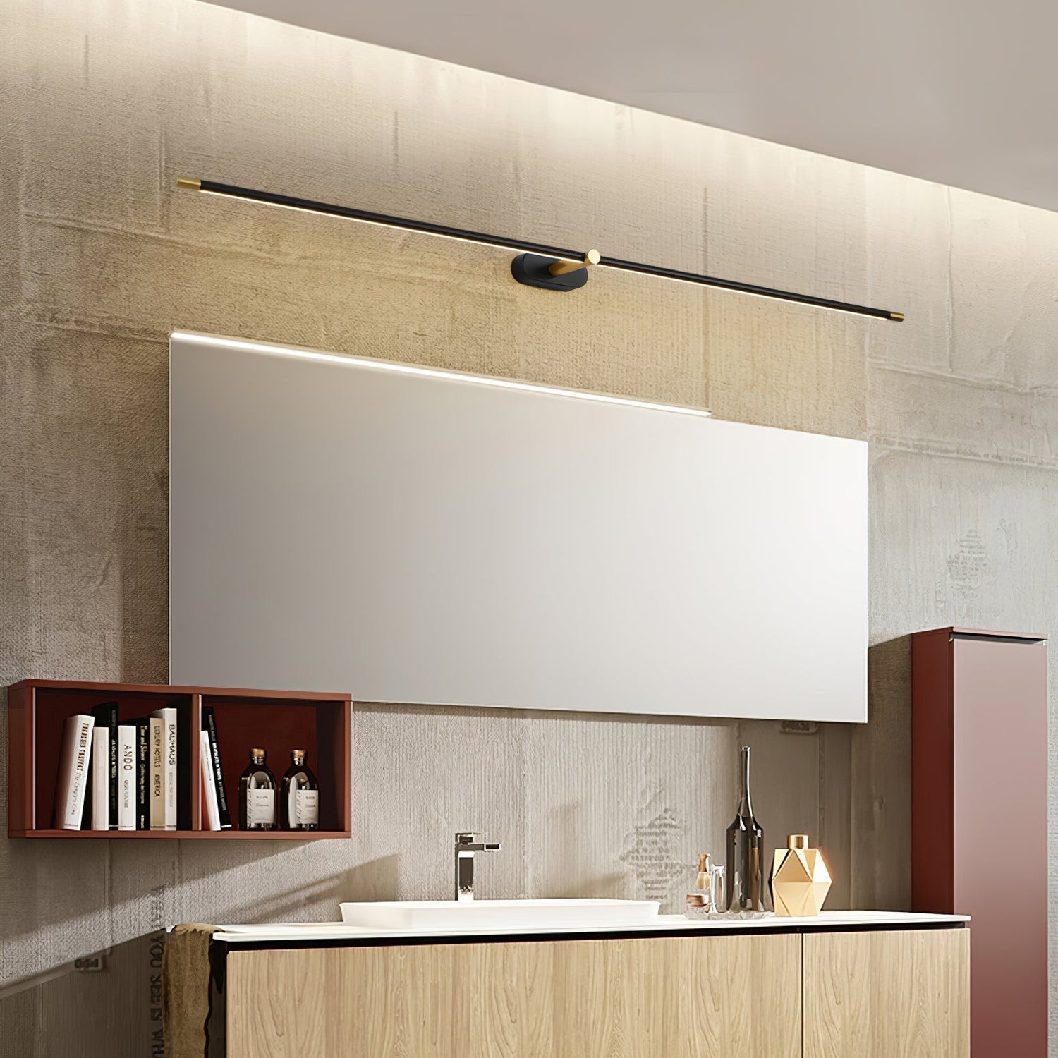 Acrylic wall lamp linear profile side view
