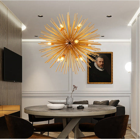 Dandelion Inspired Chandelier Electroplated Iron Finish