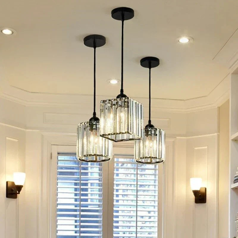 Crystal Pendant Light with LED and K9 Crystals for Living Room