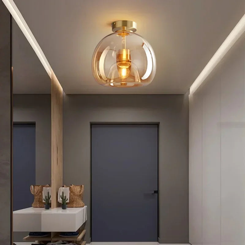 Glass Ceiling Light with Space-Saving Design