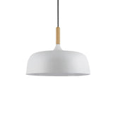 Matte Black Pendant Light Wood Accent