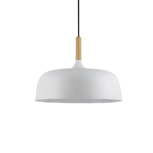 Matte Black Pendant Light Wood Accent