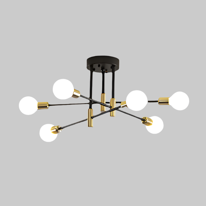Flush mount ceiling light illuminated in living room
