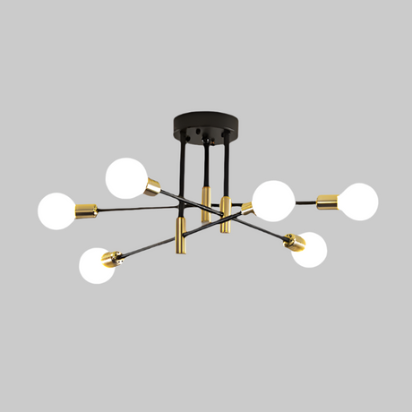 Flush mount ceiling light illuminated in living room