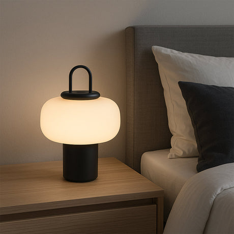 Astraelle Nightstand Lamp - Glass and Metal Nordic Minimalist Design | OroDwell