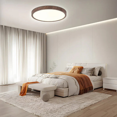 Walnut Circular Ceiling Light Ambient Glow