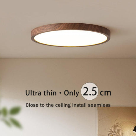 Ultrathin Walnut Ceiling Light for Dining Areas