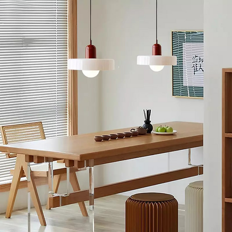 White Metal Pendant Light Circular Ring Design