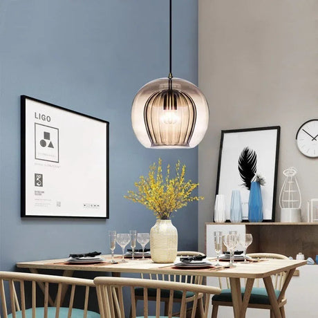 Fluted Glass Pendant Light Fixture