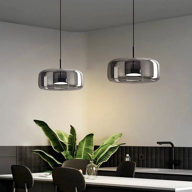 Aurelo Glass Globe Pendant Light metallic accents detail - OpalDwell