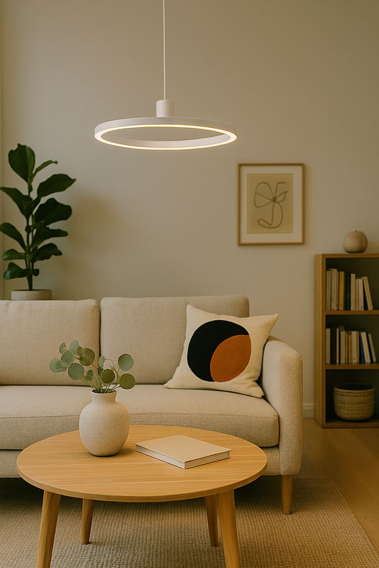 Circular LED Pendant Light with Acrylic Diffuser for Living Room