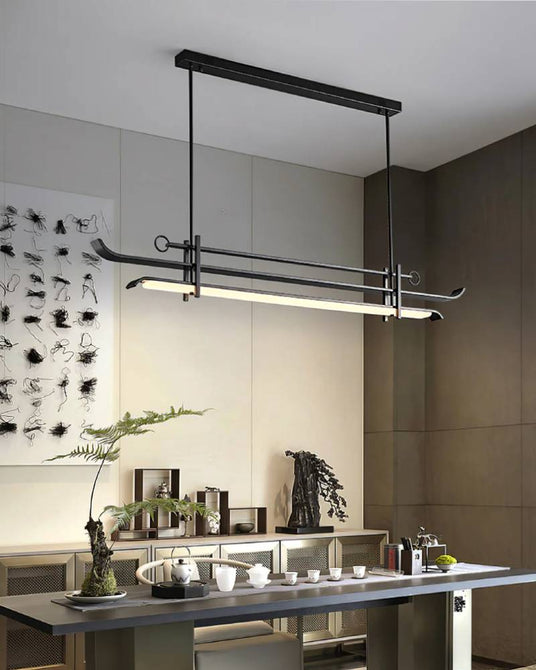 Modern Chandelier Black White Finish Detail