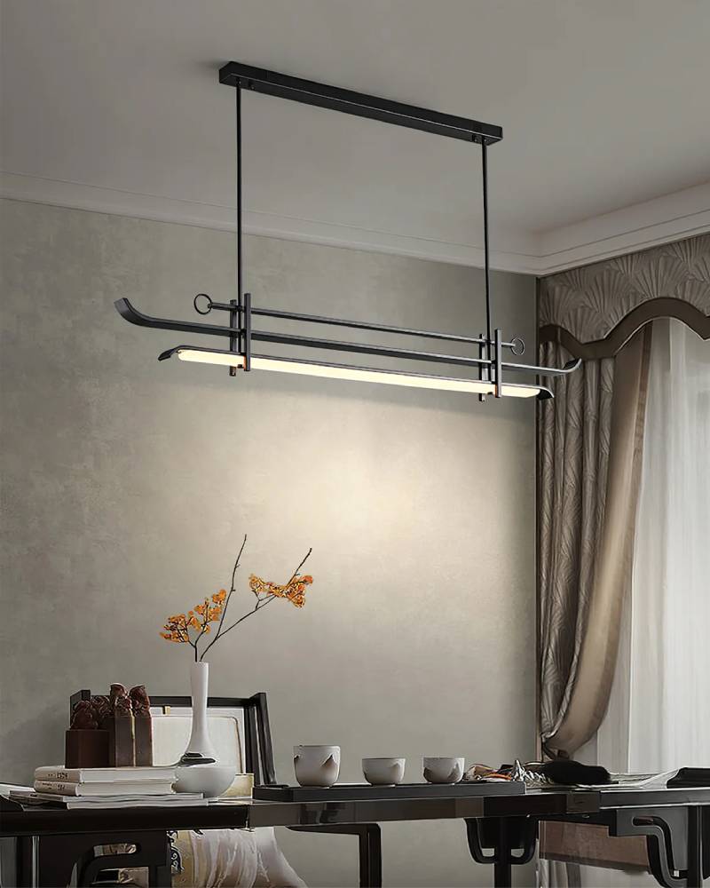 Linear Chandelier Installed Above Table OpalDwell