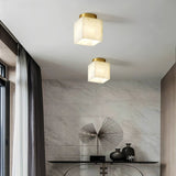 Alabaster Ceiling Light With Brass Accents - OroDwell