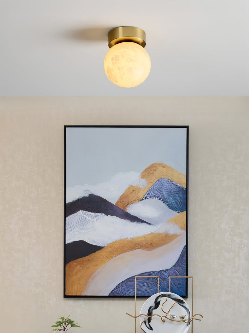 AureliaGlow Alabaster Ceiling Light – Hero View - OroDwell