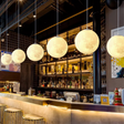 LunaWeave Moon Pattern Pendant Light in Bamboo Shade