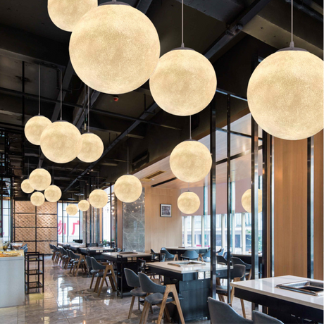 Bamboo Pendant Light Moon Pattern Silhouette Detail
