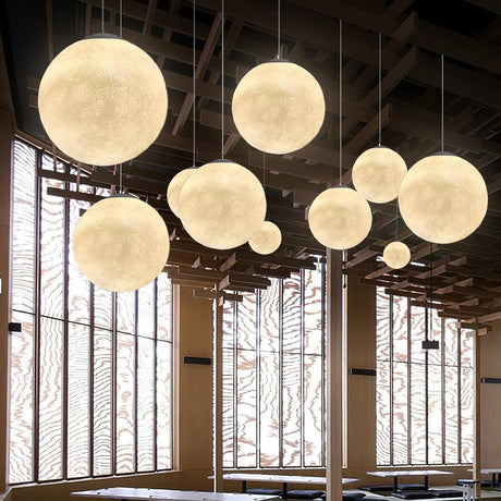 Resin Pendant Light With Modern Moon Design - OroDwell
