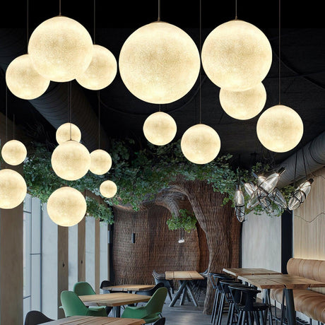 Resin Pendant Light Moon Silhouette Detail View - OroDwell
