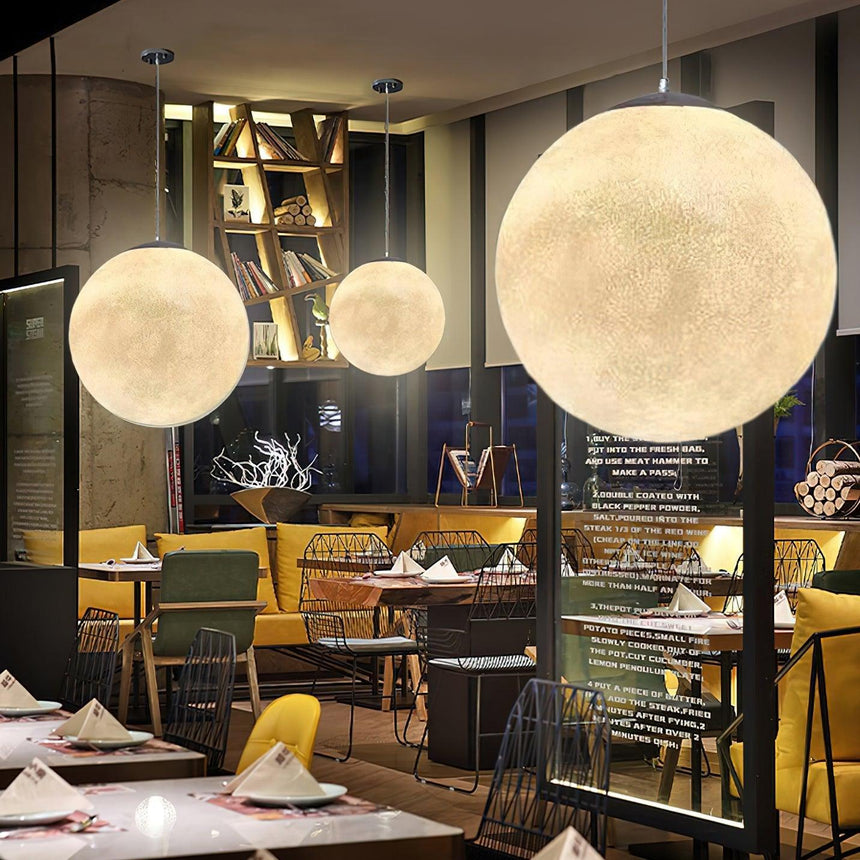 Resin Pendant Light Moon Silhouette Detail View - OroDwell