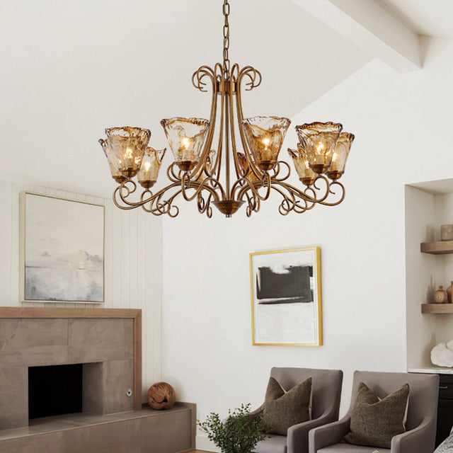 Vintage Brass Glass Chandelier Classic Ceiling Light OpalDwell