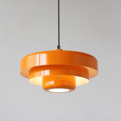 Layered metal pendant light for living spaces