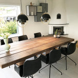 Pendant lamp installed above dining table