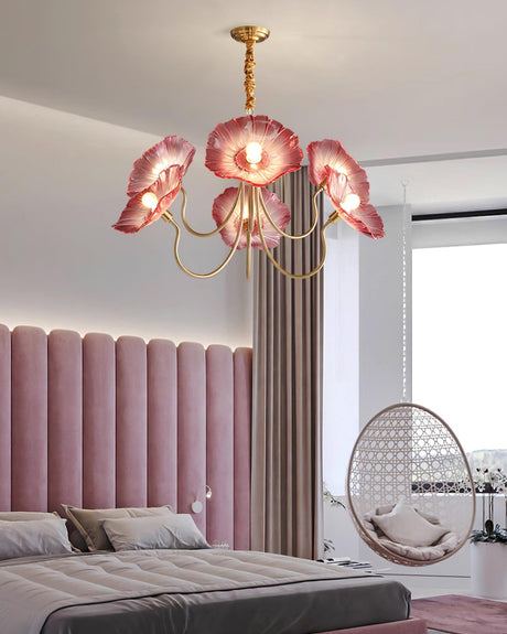 Glass chandelier for dining table ambiance