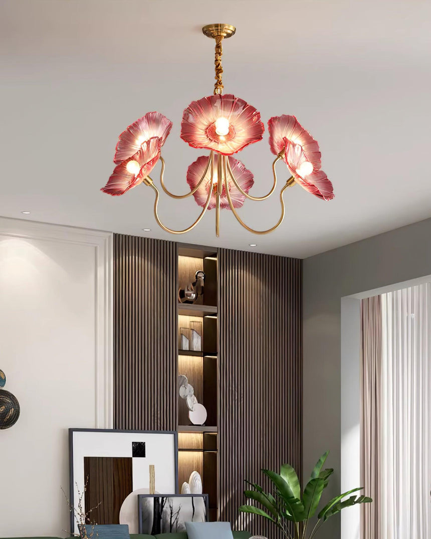 Glass chandelier detail of finish