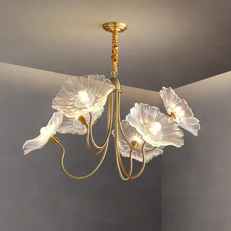 Leaf pattern chandelier close-up view