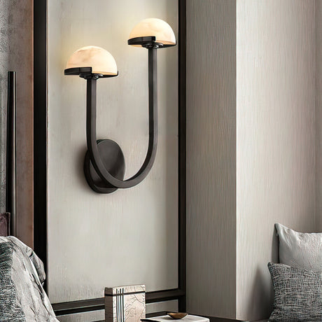 MushroomGlow Alabaster Wall Lamp for bedroom | OroDwell
