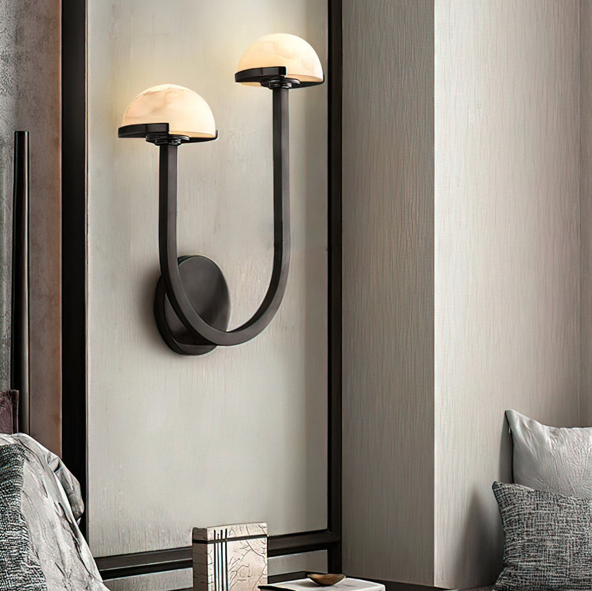 MushroomGlow Alabaster Wall Lamp for bedroom | OroDwell