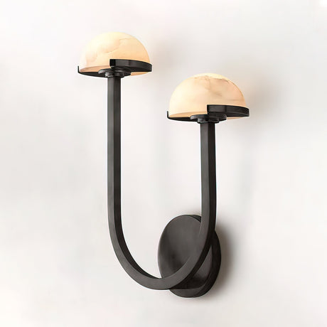 MushroomGlow Alabaster Wall Lamp close-up – mushroom design | OroDwell