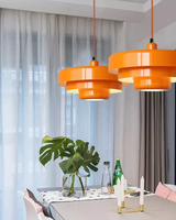 Solara Retro Orange Pendant Light tiered layered design detail - OpalDwell